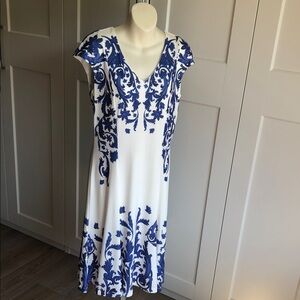Matis Elegant Blue and White Floral Dress